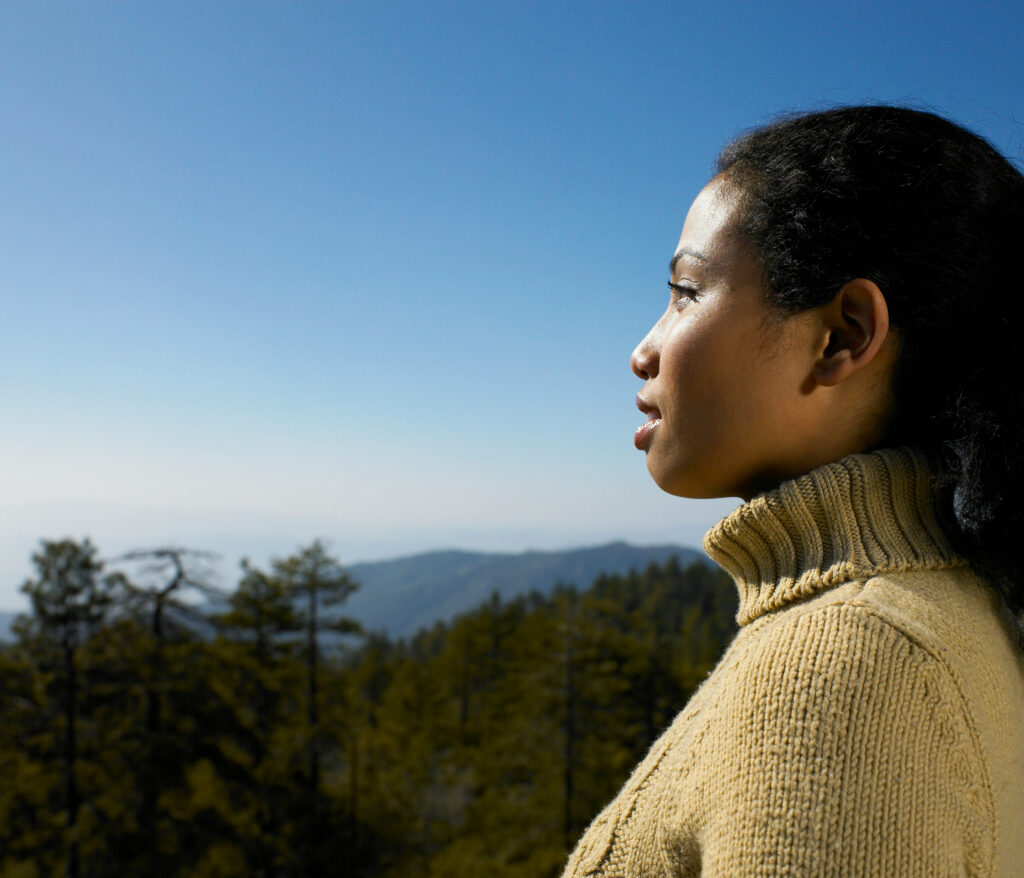 A women looking out