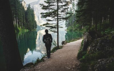 Person looking at a mountain